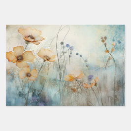 MEADOER-WILDBLUMEN DEKORATIONSPAPIER GESCHENKPAPIER SET