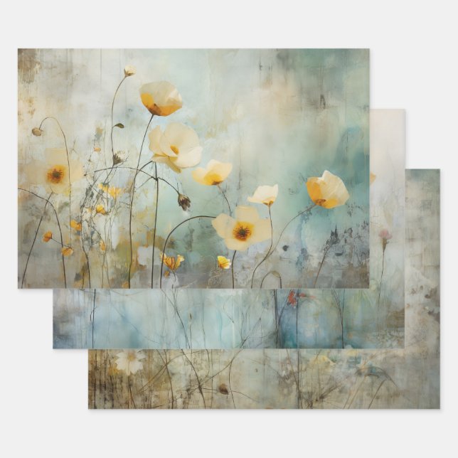 MEADOER-WILDBLUMEN DEKORATIONSPAPIER GESCHENKPAPIER SET (Set)