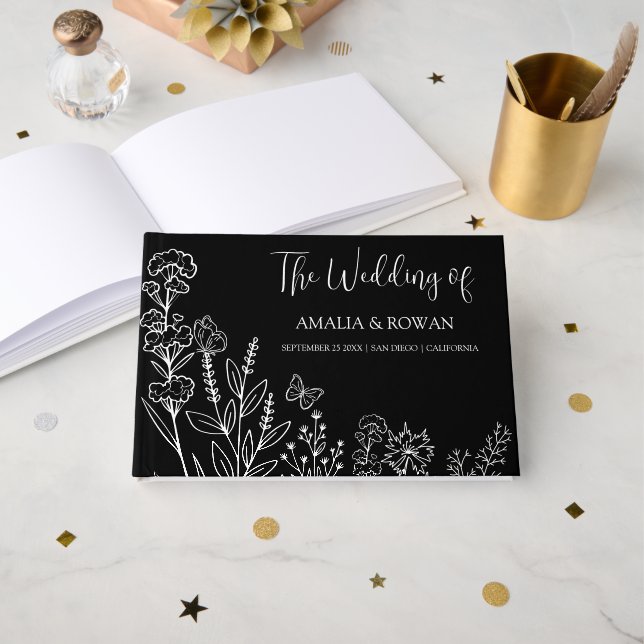 Meadow Blume Hochzeit Gästebuch (Vorderseite Offen)