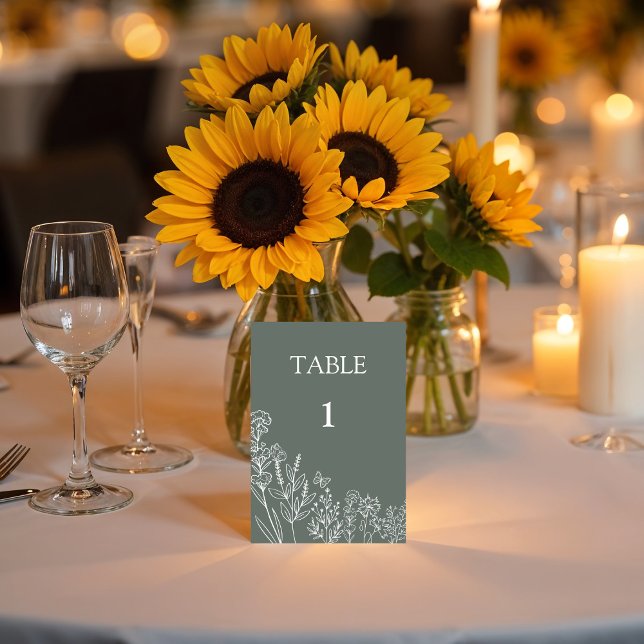 Meadow Blume Hochzeitkarte Tischnummer (Von Creator hochgeladen)