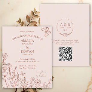 Meadow Blume Misty Rose Hochzeitbudget Einladung