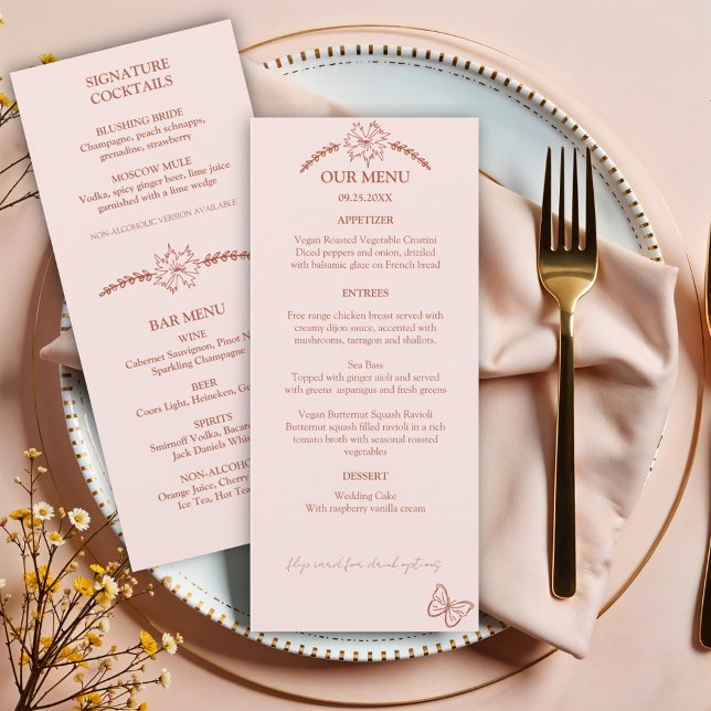 Meadow Blume Misty Rose Wedding Menu Menükarte (Von Creator hochgeladen)