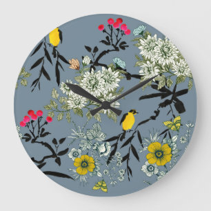 Meadow Blume Rowan Seamless Hintergrund Große Wanduhr