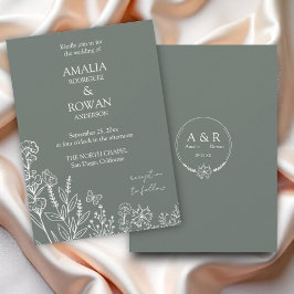 Meadow Blume Sirocco Green Wedding Einladung