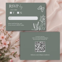 Meadow Blume Sirocco Green Wedding RSVP