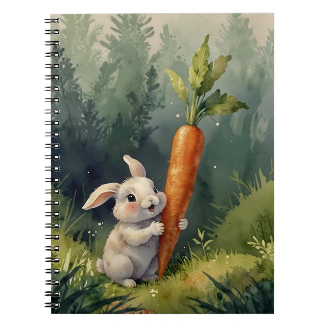 Meadow Bunny Dreams: Whimsisches Notebook Notizblock (Vorderseite)