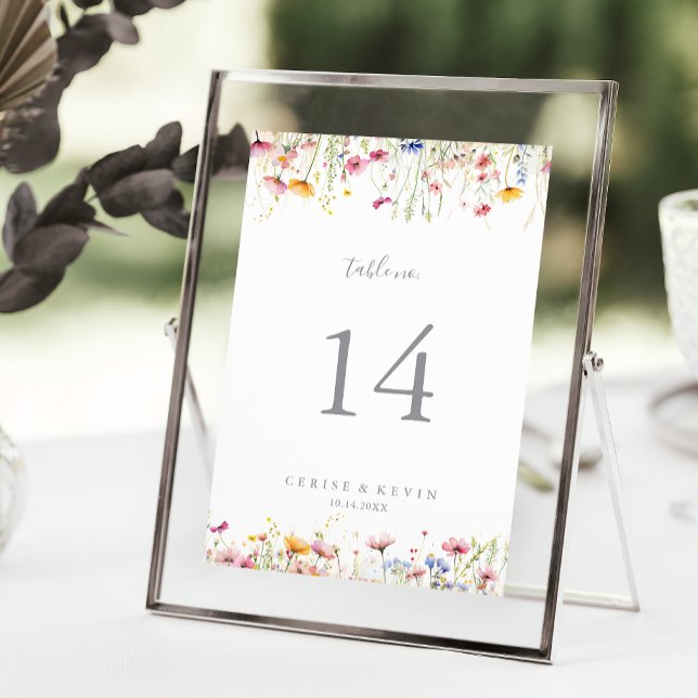 Meadow Colorful Wildblume Wedding Tischnummer (Von Creator hochgeladen)