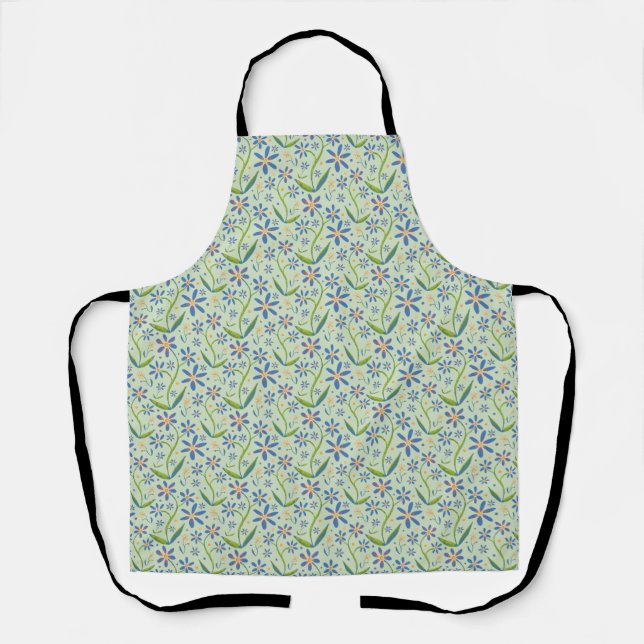 Meadow | Dancing Watercolor Daisies Apron Schürze (Vorderseite)