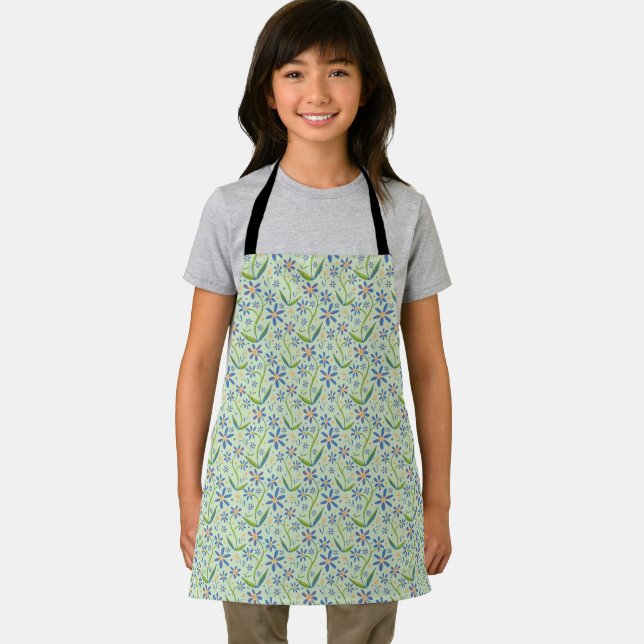 Meadow | Dancing Watercolor Daisies Kids Apron Schürze (Insitu)