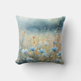 Meadow Dreams Soft Blue Wildblume Watercolor Kissen