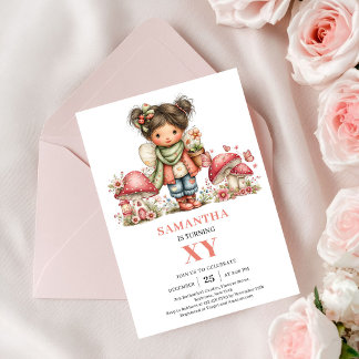 Meadow Fairy 7. Geburtstags-Blumenparty-Einladung Einladung