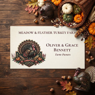 Meadow & Feather Minimales Truthahn-Farm-Logo Mode Visitenkarte