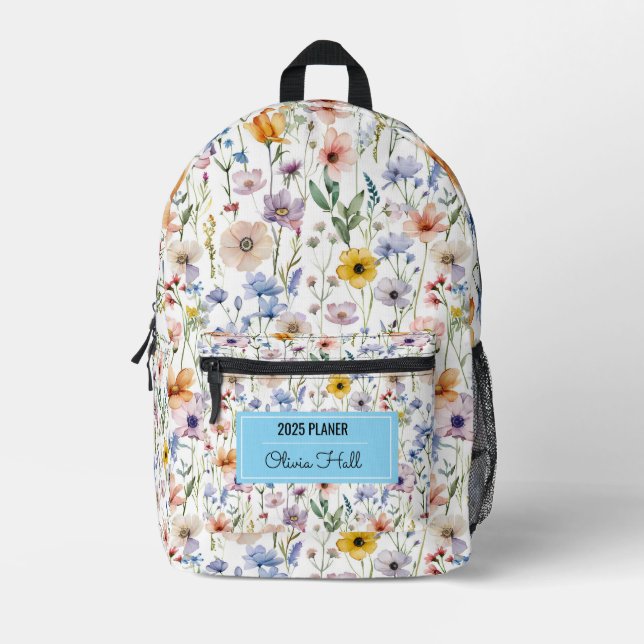 meadow floral Back to School Supplies Teachers Bedruckter Rucksack (Vorderseite)