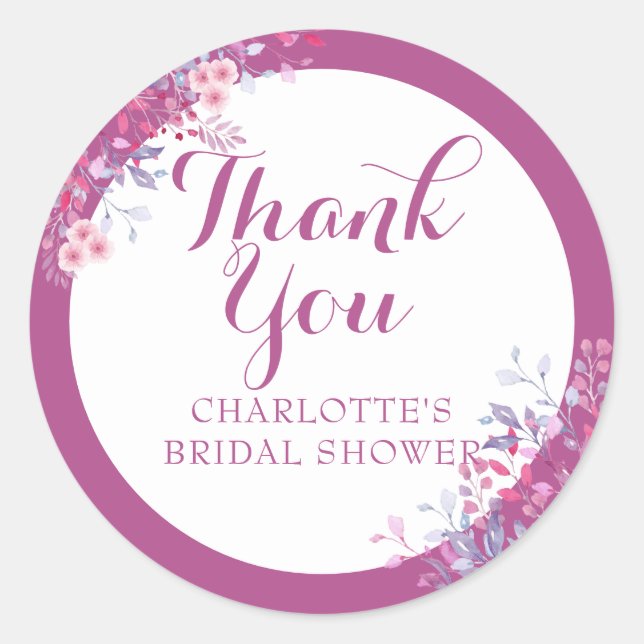 Meadow Floral Brautparty Gefallen Vielen Dank Runder Aufkleber (Vorderseite)