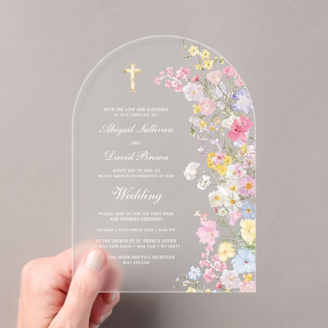 Meadow Flowers Arch Wedding Acryleinladungen (Insitu (Handheld))