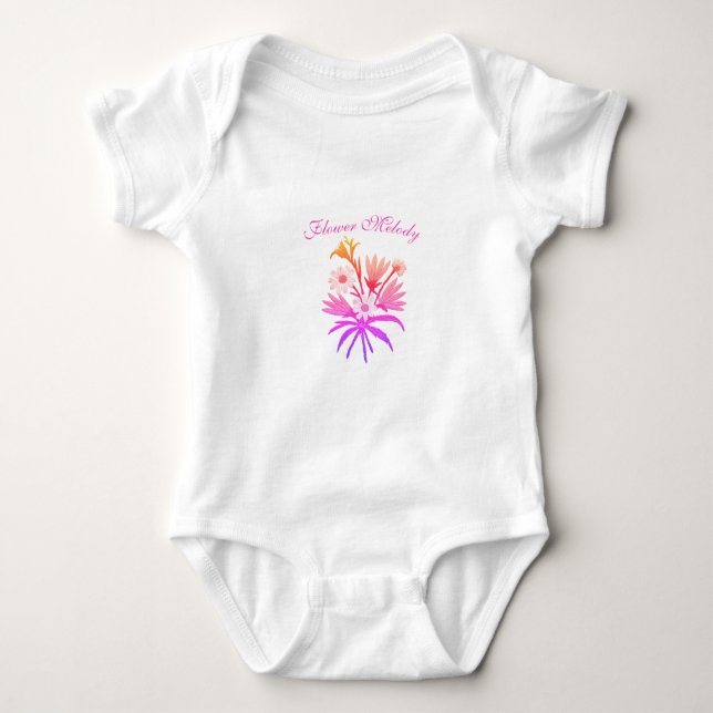 Meadow Flowers Embroidery – Botanical Fantasy Pink Baby Strampler (Vorderseite)