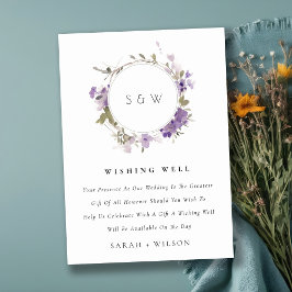 Meadow Lilac Floral Wreath Wedding wünscht sich ei Begleitkarte