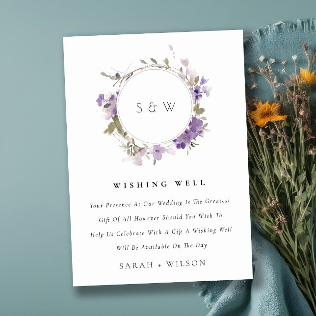 Meadow Lilac Floral Wreath Wedding wünscht sich ei Begleitkarte (Von Creator hochgeladen)