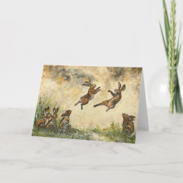 Meadow Matchup Playful Hares in a Meadow  Karte