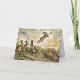 Meadow Matchup Playful Hares in a Meadow  Karte