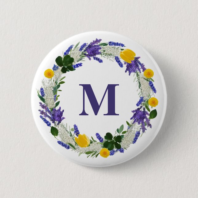 Meadow Monogram - Benutzerdefinierter Lavendel Button (Vorderseite)