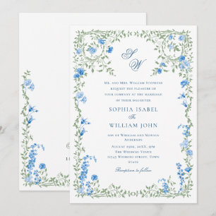 Meadow Pastel Französische Rose Blumenhochzeit Einladung