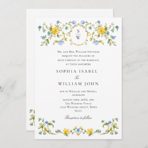 Meadow Pastel Französische Rose Blumenhochzeit Einladung