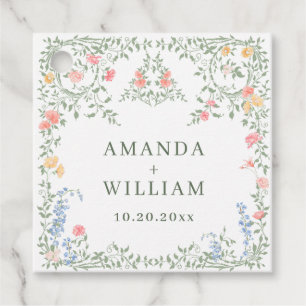 Meadow Pastel Französische Rose Blumenhochzeit Geschenkanhänger