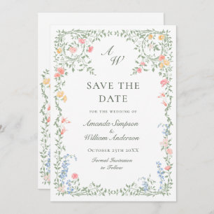 Meadow Pastel Französische Rose Blumenhochzeit Save The Date