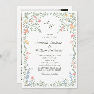 Meadow Pastel French Rose Floral Wedding QR-Code Einladung