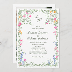 Meadow Pastel French Rose Floral Wedding QR-Code Einladung