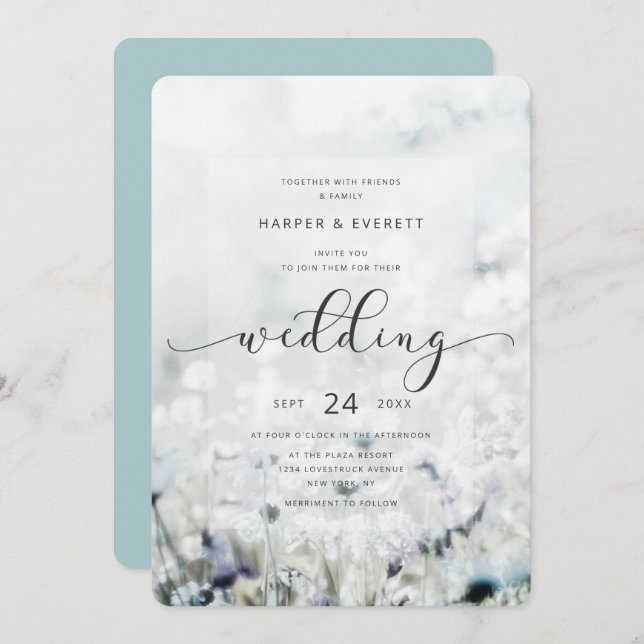 Meadow Song Fading Wildblume Boho Wedding Einladung (Vorne/Hinten)