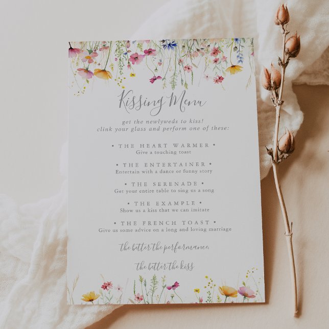 Meadow Wildblume Wedding Kissing Menu Game Card (Von Creator hochgeladen)