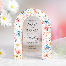 Meadow Wildblumen Elegante Boho Arch Wedding Acryleinladungen