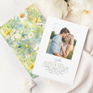 Meadow Wildblumen Summer Boho Wedding Foto Einladung