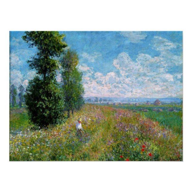 Meadow with Poplars von Claude Monet Poster (Vorderseite)