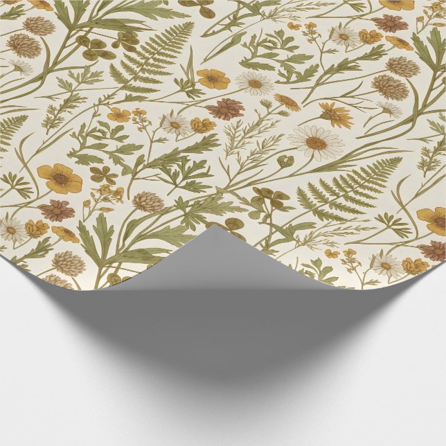 Meadowcore Botanical Illustrations Flowers Grasses Geschenkpapier (Ecke)