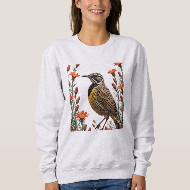 Meadowlara, umgeben von Castilleja linariaefolia Sweatshirt (Vorderseite)