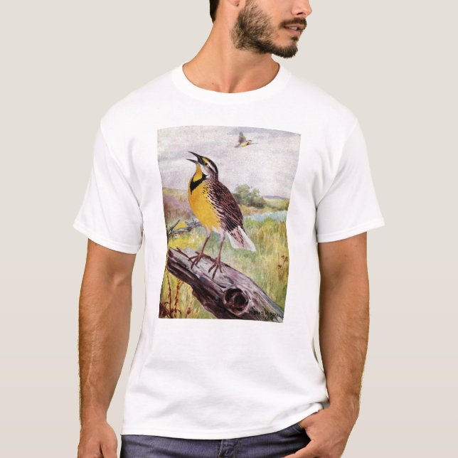 Meadowlark auf einer Niederlassung T-Shirt (Vorderseite)