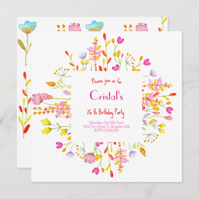 Meadows Blume Erwachsene Geburtstagsveranstaltung (Vorne/Hinten)