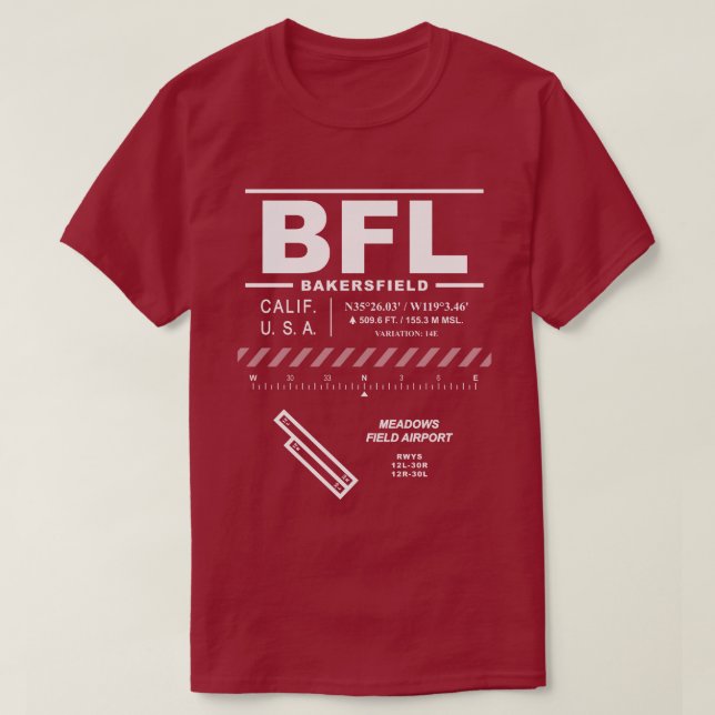 Meadows Field Airport BFL T - Shirt (Design vorne)