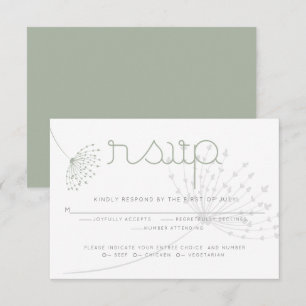 Meal Choice RSVP   Simple Sage Green Flower Einladung