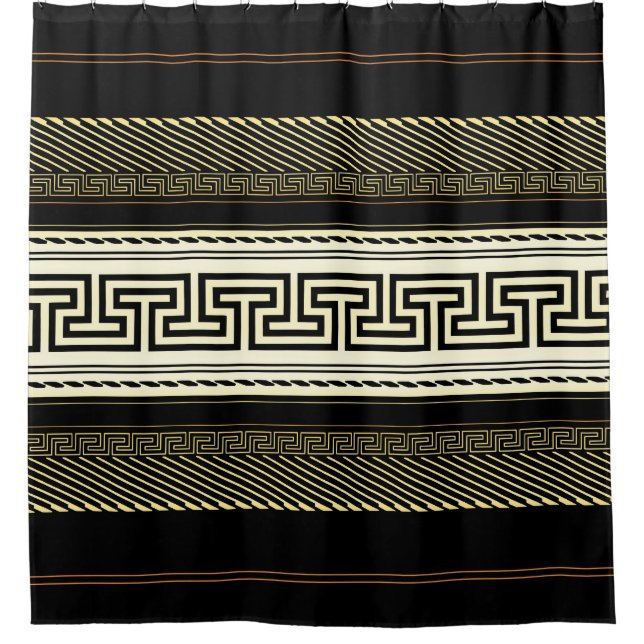 Meander Line Art Duschvorhang (Vorderseite)