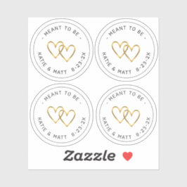Meant to be Double Heart Metallic Gold Wedding Aufkleber