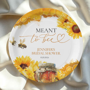 Meant To Bee   Aquarell-Sonnenblumen-Brautabschied Pappteller