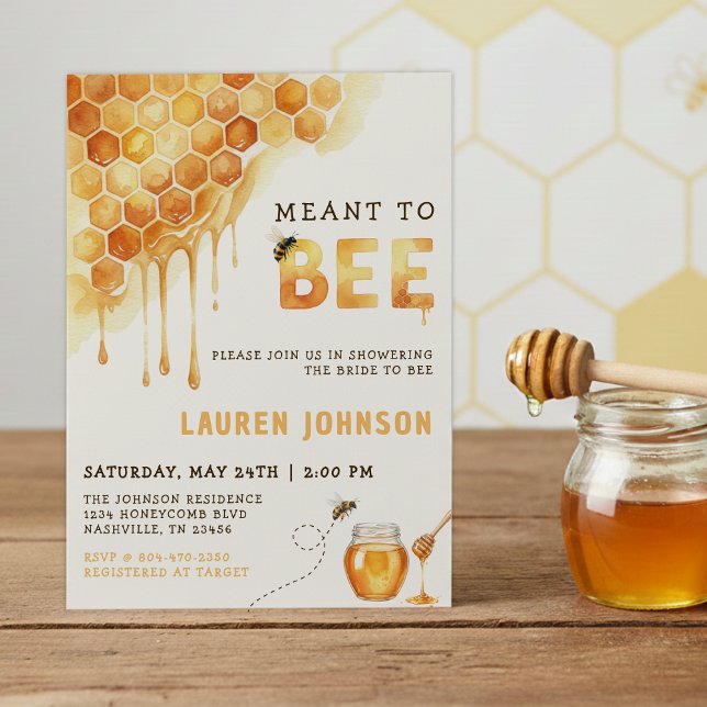 Meant to Bee Honeycomb Watercolor Bridal Shower Einladung (Meant to Bee Honeycomb Watercolor Bridal Shower Invitation
)