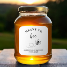 Meant to Bee Jar Label, Wedding Favor Honey 