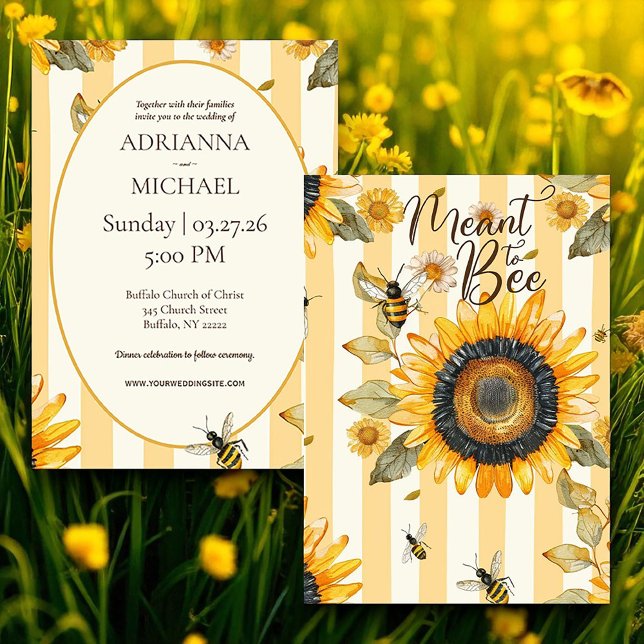 Meant to Bee Rustic Wedding Invitation Einladung (Von Creator hochgeladen)