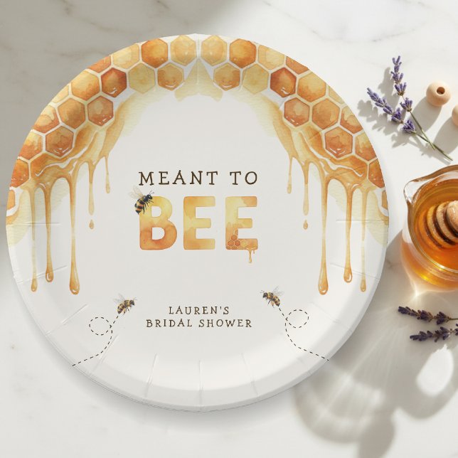 Meant to Bee Waben Wasserfarbe Junggesellinnen-Abs Pappteller (Meant to Bee Honeycomb Watercolor Bridal Shower Paper Plates
)