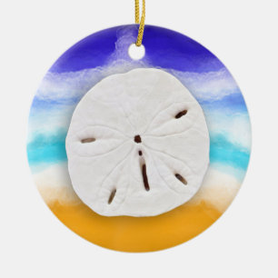 Meas & Greetings   SandDollars und Meereswellen Keramik Ornament